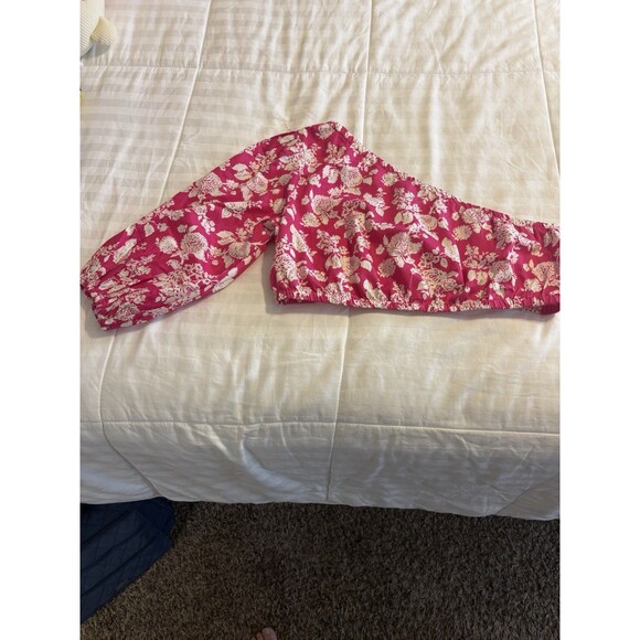The Drop Women's Anupa Cotton One Shoulder Cropped Top, Hot Pink Floral XL NWT - Picture 3 of 12